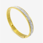 gold bangle with stone setting